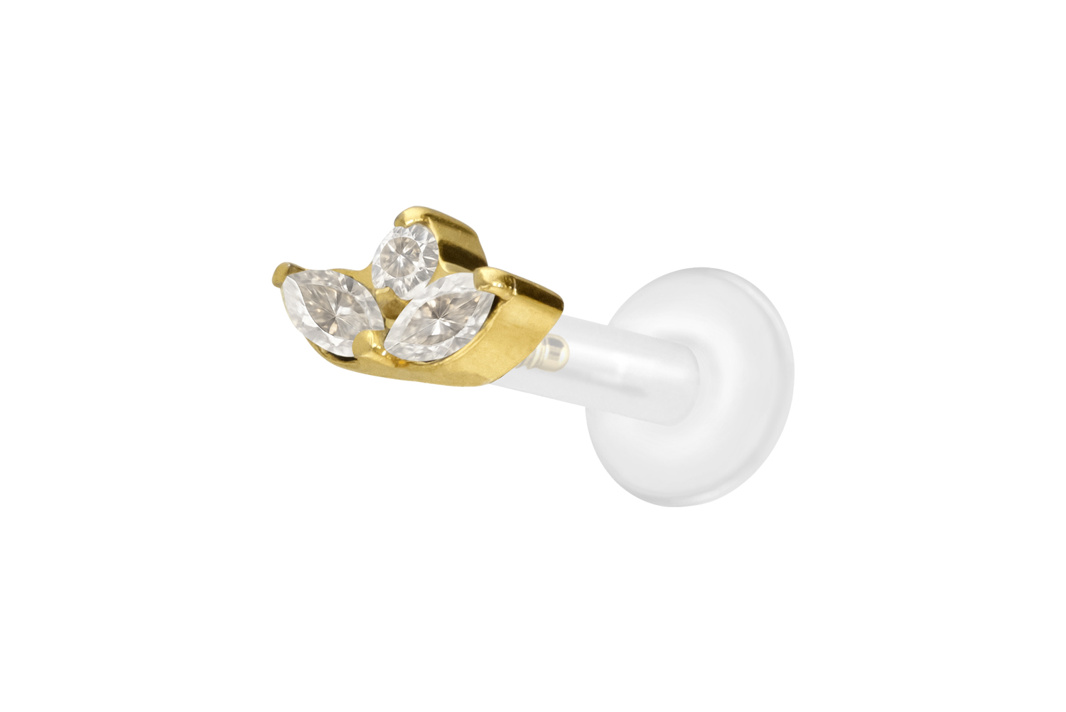 PTFE Labret Piercing mit Innengewinde + Titan-Aufsatz LOTUSBLÜTE